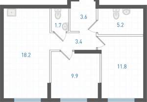 2-к квартира, вторичка, 54м2, 13/23 этаж