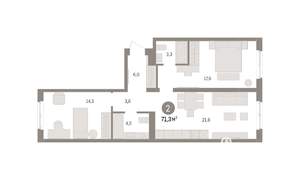 2-к квартира, вторичка, 71м2, 4/8 этаж