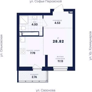 Студия квартира, вторичка, 29м2, 13/18 этаж