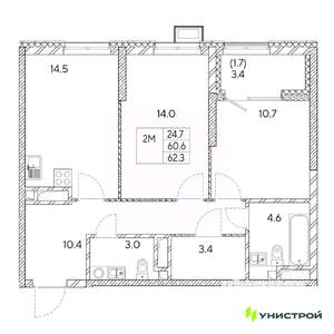 2-к квартира, вторичка, 62м2, 11/31 этаж