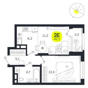 2-к квартира, вторичка, 42м2, 14/27 этаж