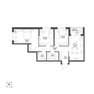 3-к квартира, вторичка, 78м2, 14/25 этаж