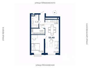 1-к квартира, вторичка, 53м2, 25/29 этаж