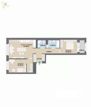 2-к квартира, вторичка, 67м2, 3/9 этаж