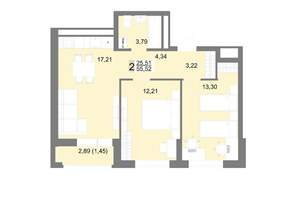 2-к квартира, вторичка, 56м2, 4/22 этаж
