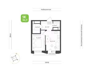 1-к квартира, вторичка, 37м2, 9/24 этаж