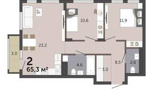 2-к квартира, вторичка, 65м2, 6/19 этаж