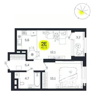 2-к квартира, вторичка, 43м2, 15/27 этаж