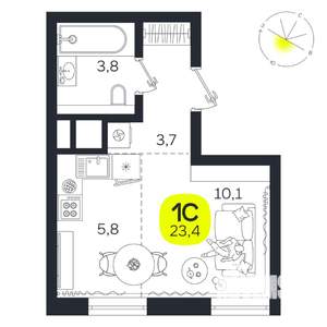 Студия квартира, вторичка, 23м2, 10/27 этаж