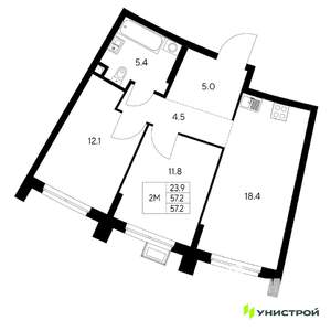 2-к квартира, вторичка, 57м2, 2/31 этаж