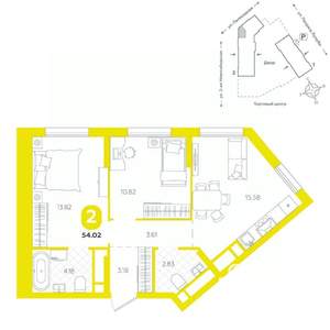 3-к квартира, вторичка, 54м2, 12/24 этаж