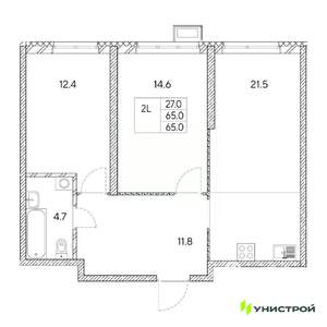 2-к квартира, вторичка, 65м2, 17/31 этаж