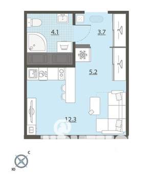 Студия квартира, вторичка, 25м2, 18/24 этаж