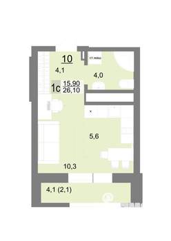 Студия квартира, вторичка, 26м2, 3/26 этаж