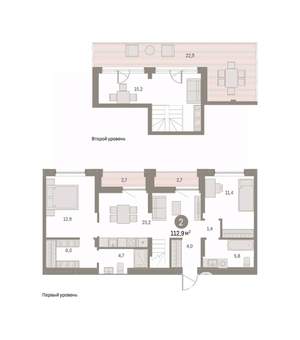 2-к квартира, вторичка, 113м2, 8/8 этаж