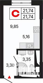 Студия квартира, вторичка, 22м2, 14/25 этаж