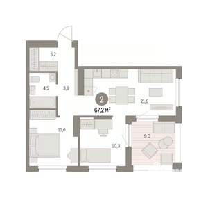 2-к квартира, вторичка, 65м2, 7/8 этаж