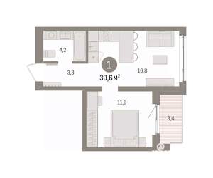 1-к квартира, вторичка, 40м2, 4/8 этаж