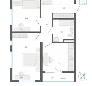 2-к квартира, вторичка, 53м2, 7/32 этаж