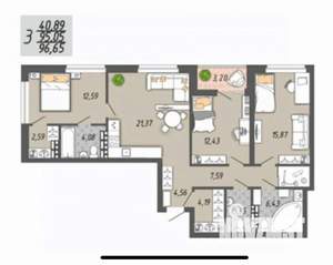 3-к квартира, вторичка, 94м2, 16/32 этаж