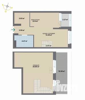 1-к квартира, вторичка, 74м2, 8/9 этаж