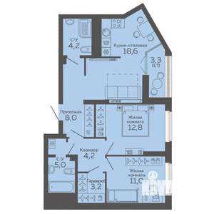 2-к квартира, вторичка, 68м2, 6/25 этаж