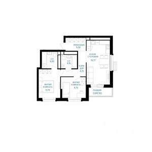 2-к квартира, строящийся дом, 64м2, 27/30 этаж