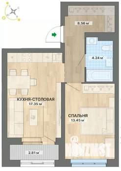 1-к квартира, вторичка, 46м2, 16/22 этаж