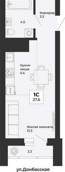 1-к квартира, вторичка, 28м2, 14/25 этаж