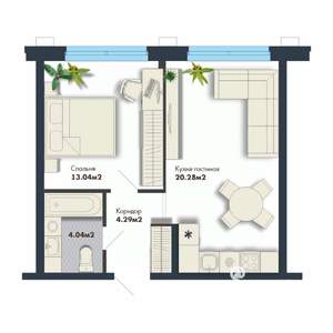 1-к квартира, вторичка, 42м2, 9/25 этаж