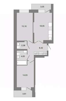 2-к квартира, вторичка, 63м2, 4/19 этаж