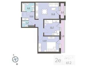 2-к квартира, вторичка, 61м2, 24/25 этаж