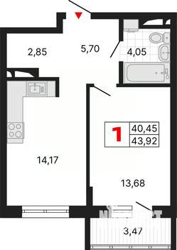 1-к квартира, вторичка, 44м2, 8/25 этаж