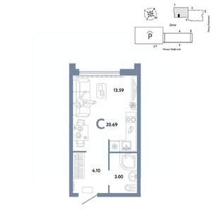 Студия квартира, вторичка, 21м2, 20/24 этаж