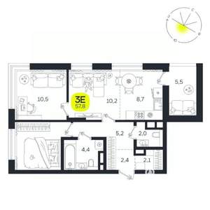 3-к квартира, вторичка, 58м2, 14/27 этаж