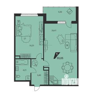 1-к квартира, вторичка, 55м2, 7/25 этаж