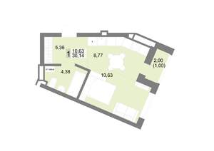 Студия квартира, строящийся дом, 30м2, 2/22 этаж