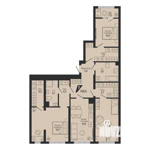 3-к квартира, вторичка, 109м2, 2/31 этаж