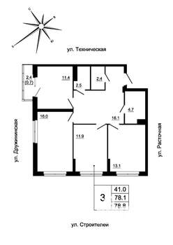 3-к квартира, вторичка, 76м2, 15/19 этаж