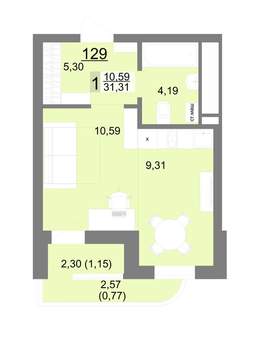 Студия квартира, вторичка, 31м2, 15/22 этаж