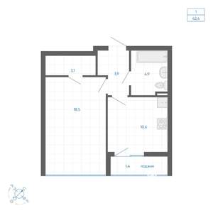 1-к квартира, вторичка, 42м2, 11/32 этаж