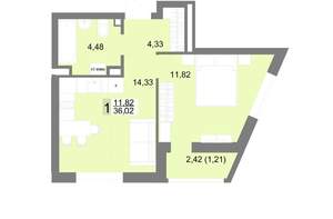 1-к квартира, вторичка, 36м2, 7/22 этаж
