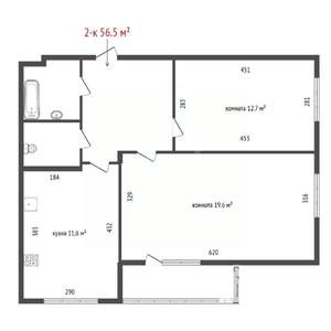 2-к квартира, вторичка, 57м2, 10/15 этаж