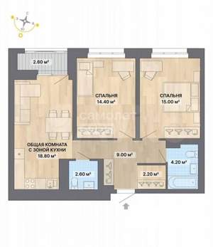 2-к квартира, вторичка, 68м2, 9/25 этаж