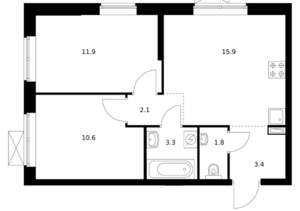 2-к квартира, вторичка, 49м2, 7/24 этаж