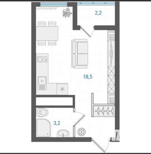 Студия квартира, вторичка, 26м2, 14/19 этаж
