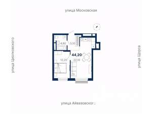 1-к квартира, вторичка, 44м2, 16/30 этаж