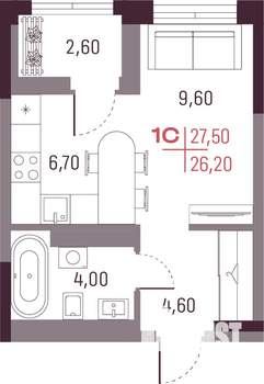 Студия квартира, вторичка, 26м2, 19/25 этаж