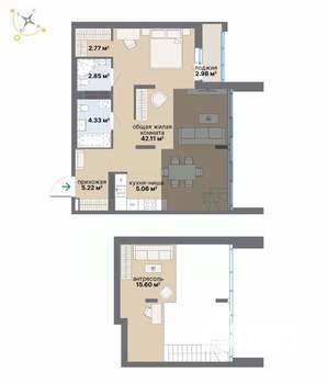 1-к квартира, вторичка, 83м2, 9/9 этаж