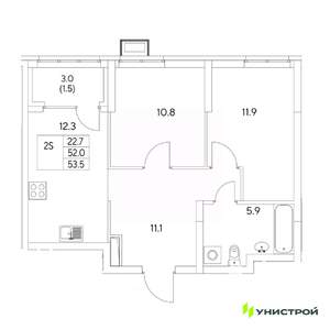2-к квартира, вторичка, 54м2, 12/31 этаж
